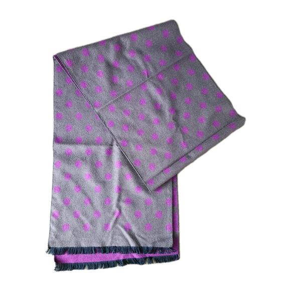 nwot Chelsey by Joseph purple polka dots reversible Scarf 100% Silk soft 11x71" - Picture 3 of 5